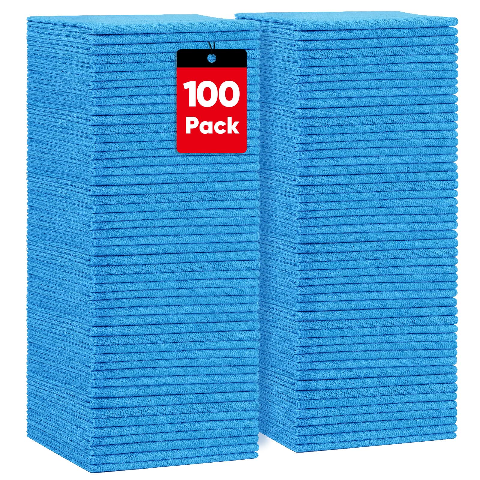 HOMEXCEL blue microfiber towel showing absorbent cleaning for spills
