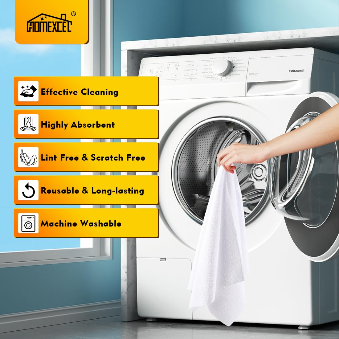 HOMEXCEL 100-pack cleaning rags for versatile everyday use