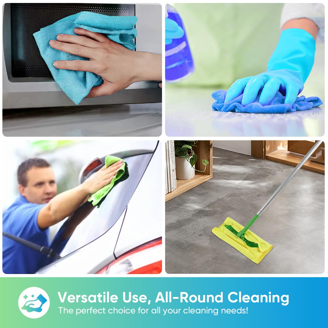 HOMEXCEL multi-surface microfiber cloths for home, shop, and auto tasks.