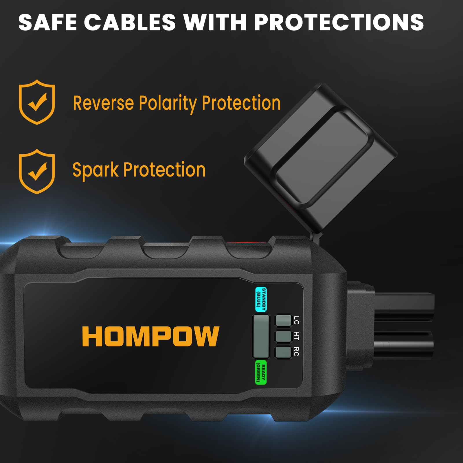 HOMPOW 6000A LED flashlight mode with three settings for visibility.