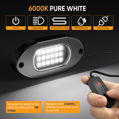 Honalia 6000K pure white LED pods illuminate undercarriage clearly