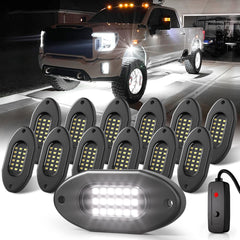 Honalia white rock lights for trucks showing the switch for easy control