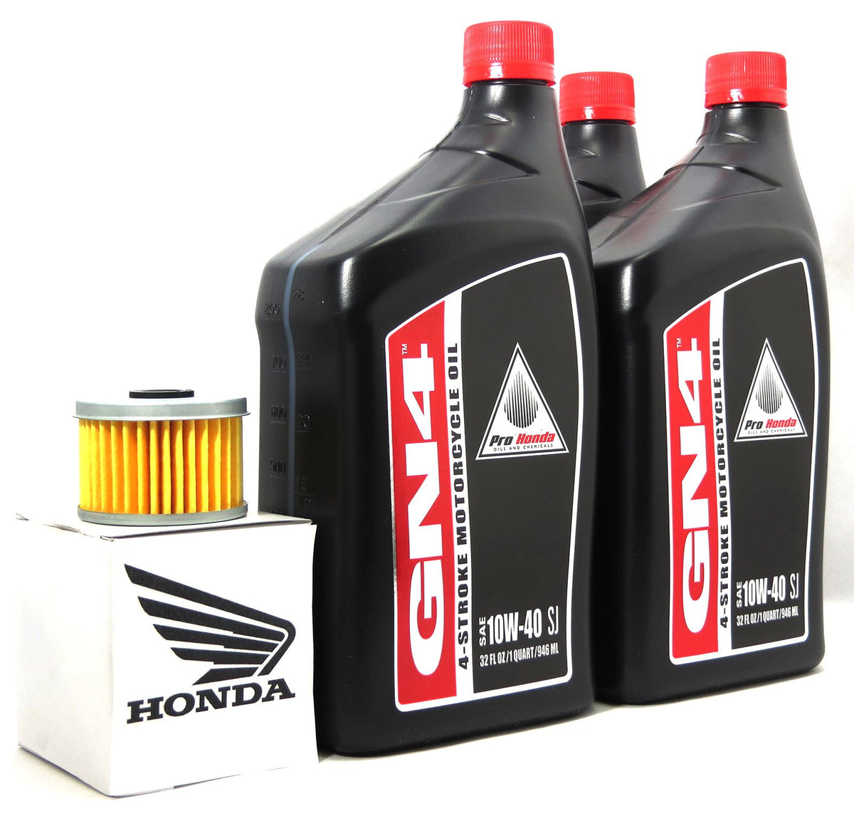 Honda TRX300 oil change kit bottle pour demonstrating easy lubricant administration for smooth engine operation.