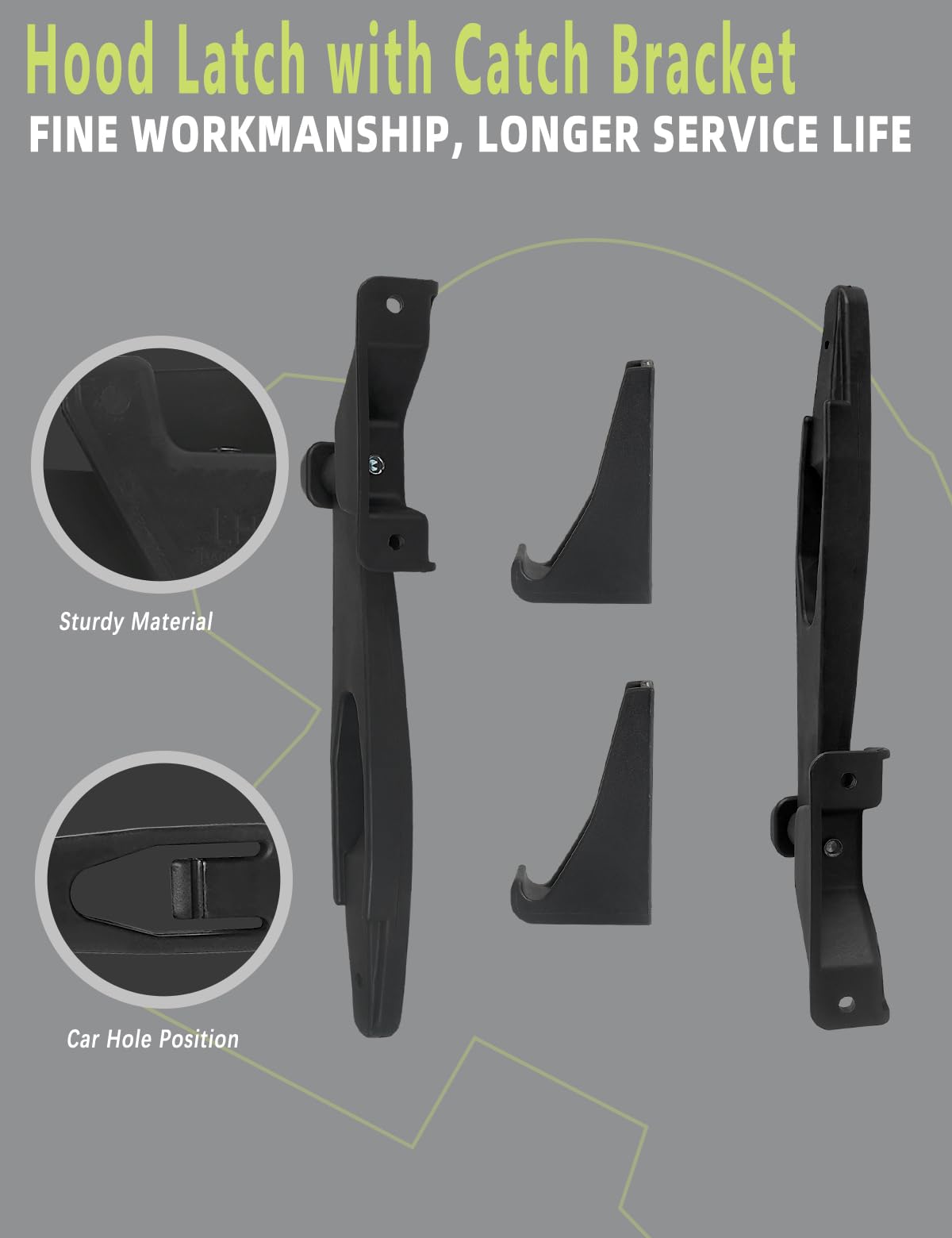HONFQP hood latch kit installed closeup highlighting OE-compatible fit and durability.