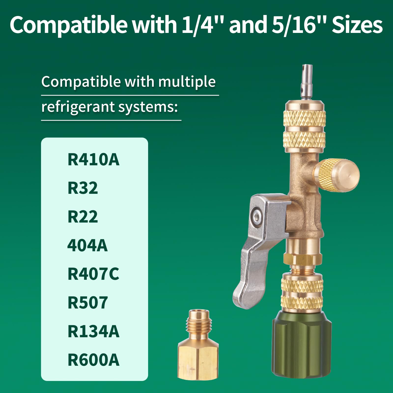 R410A adapter attached for immediate compatibility.
