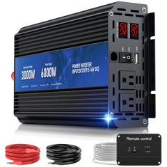 HONOURLIGHT 3000W inverter front view highlights rugged aluminum housing for outdoor use.