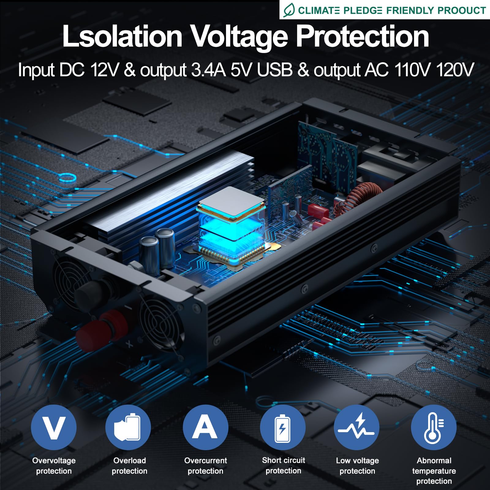 HONOURLIGHT 3000W inverter remote control enables easy operation from vehicle.