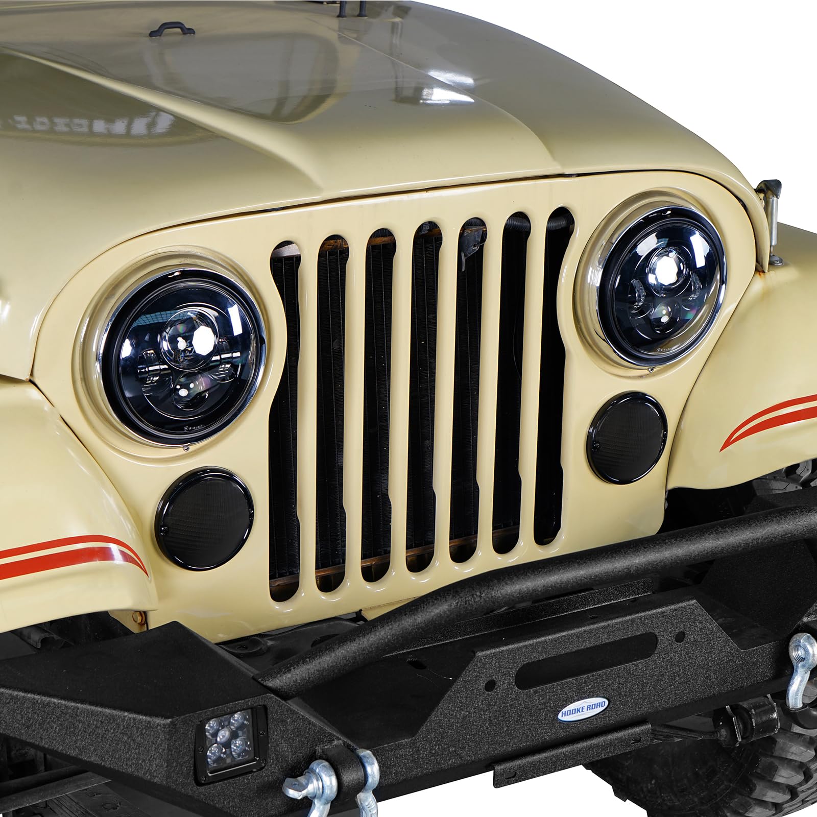 Hooke Road black PC housing protects LEDs for durable performance.