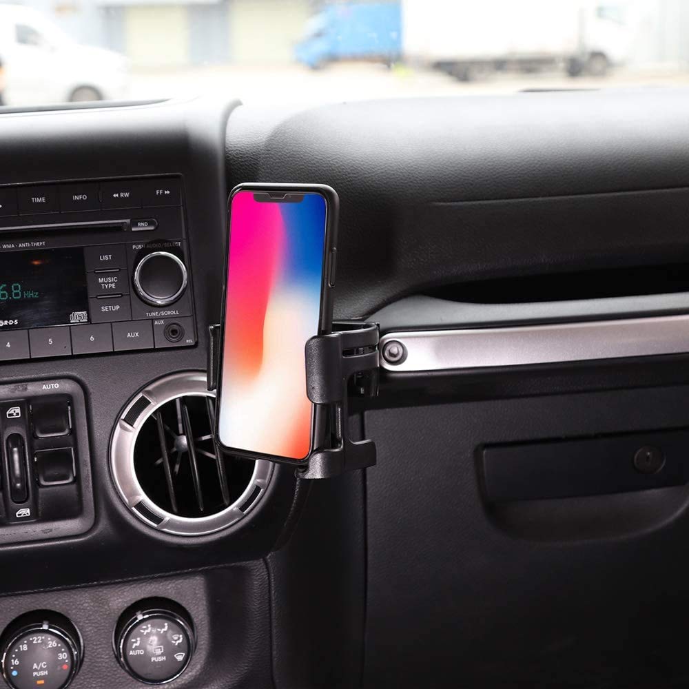 Hooke Road bolt-on stand bracket securely holding a phone during off-road drives.