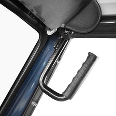 Hooke Road front grab handles logo detail enhances Jeep aesthetic.