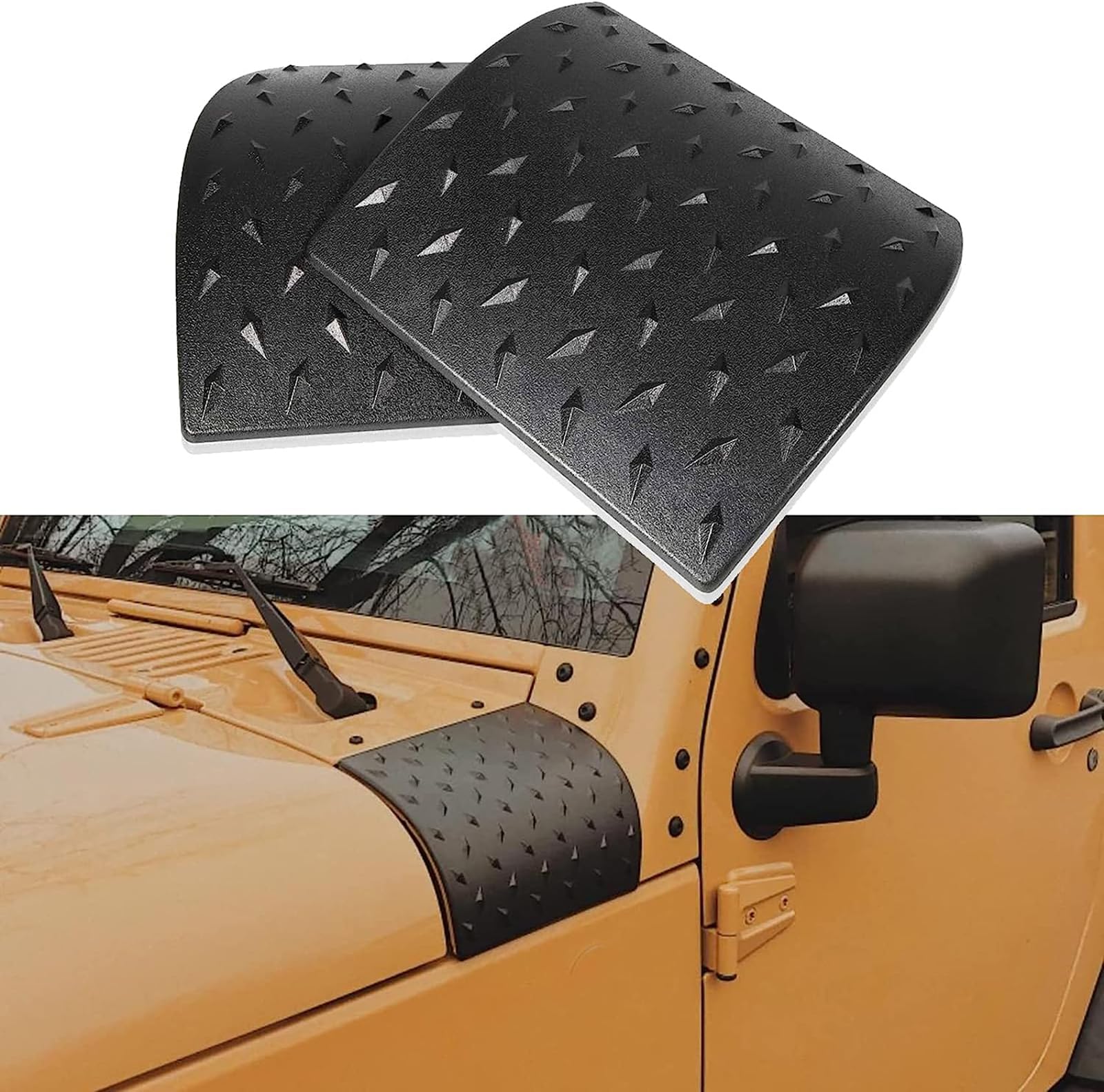 Hooke Road hood cowl outer armor protects Wrangler JK from brush and debris