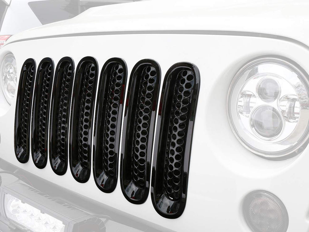 Hooke Road Jeep Wrangler JK front grille mesh guard enhances airflow and protection from debris.