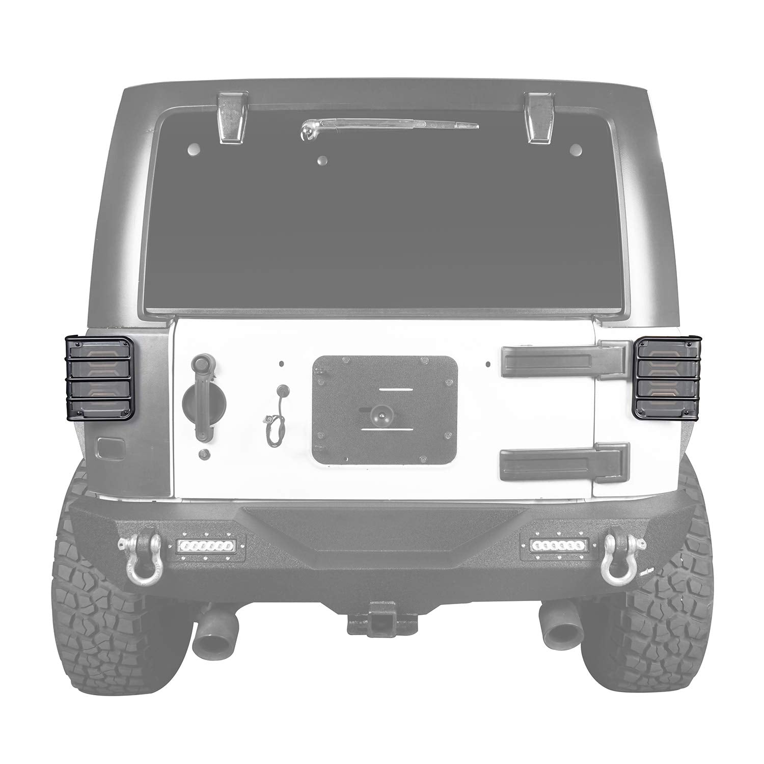 Back view shows pairing on both taillights for balanced protection