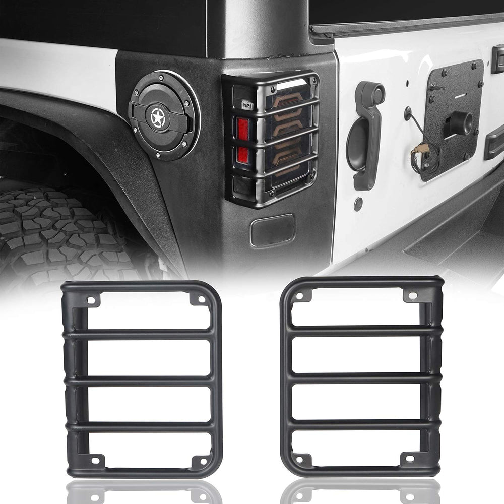Hooke Road matte black tail light cover guard on rear taillight for Wrangler JK protects from debris