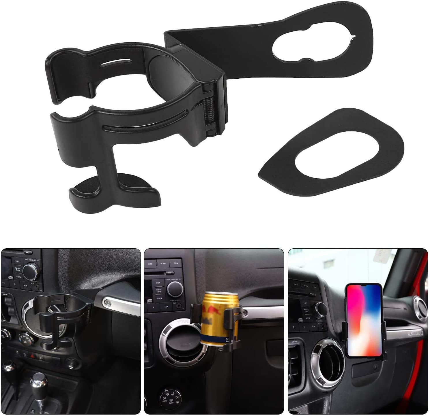 Hooke Road multi-function drink cup holder beside vent for Jeep Wrangler JK.