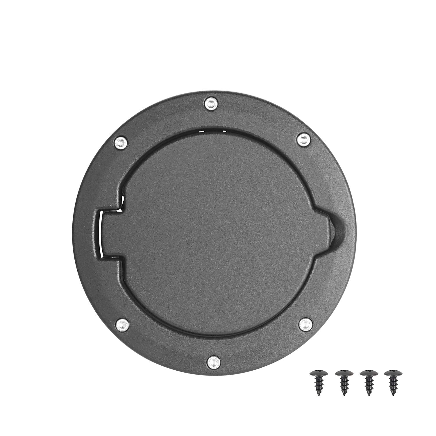 Hooke Road non-locking fuel door for easy TJ installation (1997-2006).
