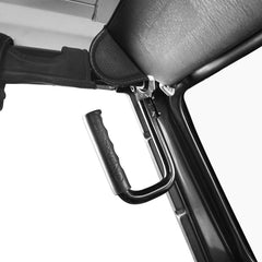 Hooke Road steel front grab handle profile emphasizes solid construction.