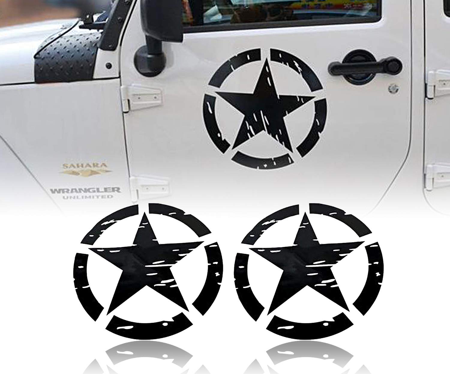 Hooke Road US Army Star car sticker on door panels, bold exterior styling.