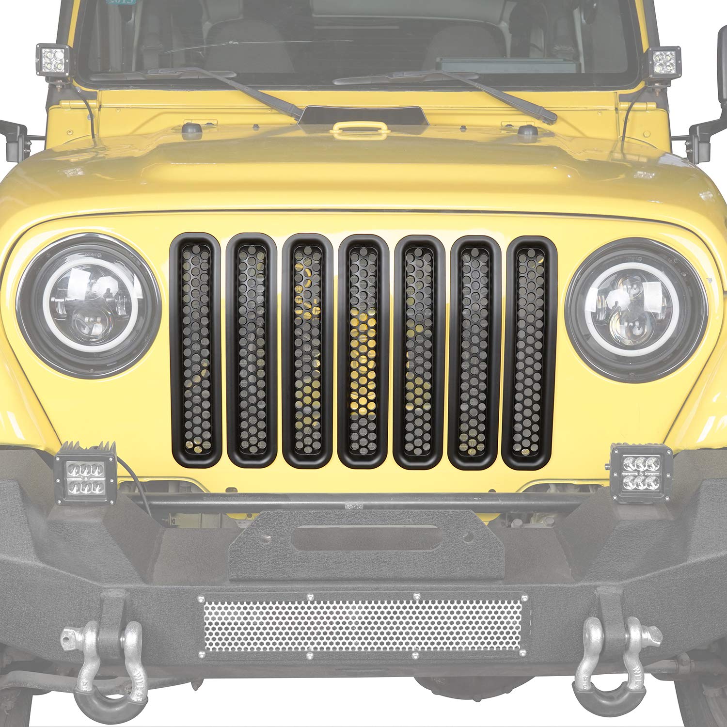 Post-wash Hooke Road grill mesh inserts show durable ABS.