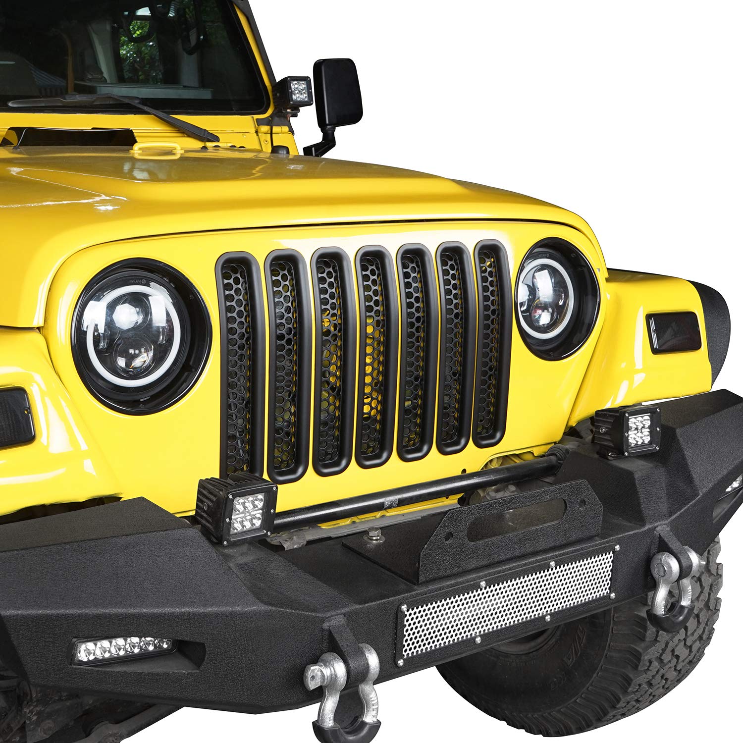 Closeup of Hooke Road clip-in design for Wrangler grill inserts.