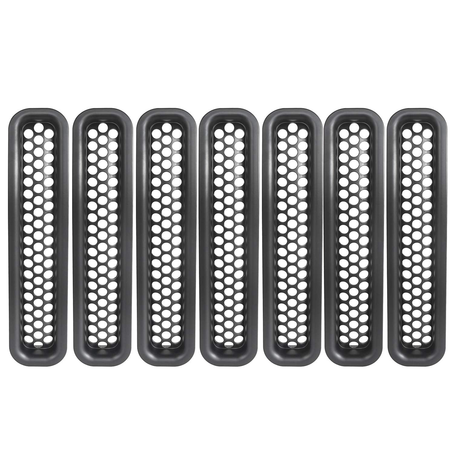 Hooke Road Wrangler grill mesh inserts front view with clip-in fit.