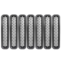 Hooke Road Wrangler grill mesh inserts front view with clip-in fit.