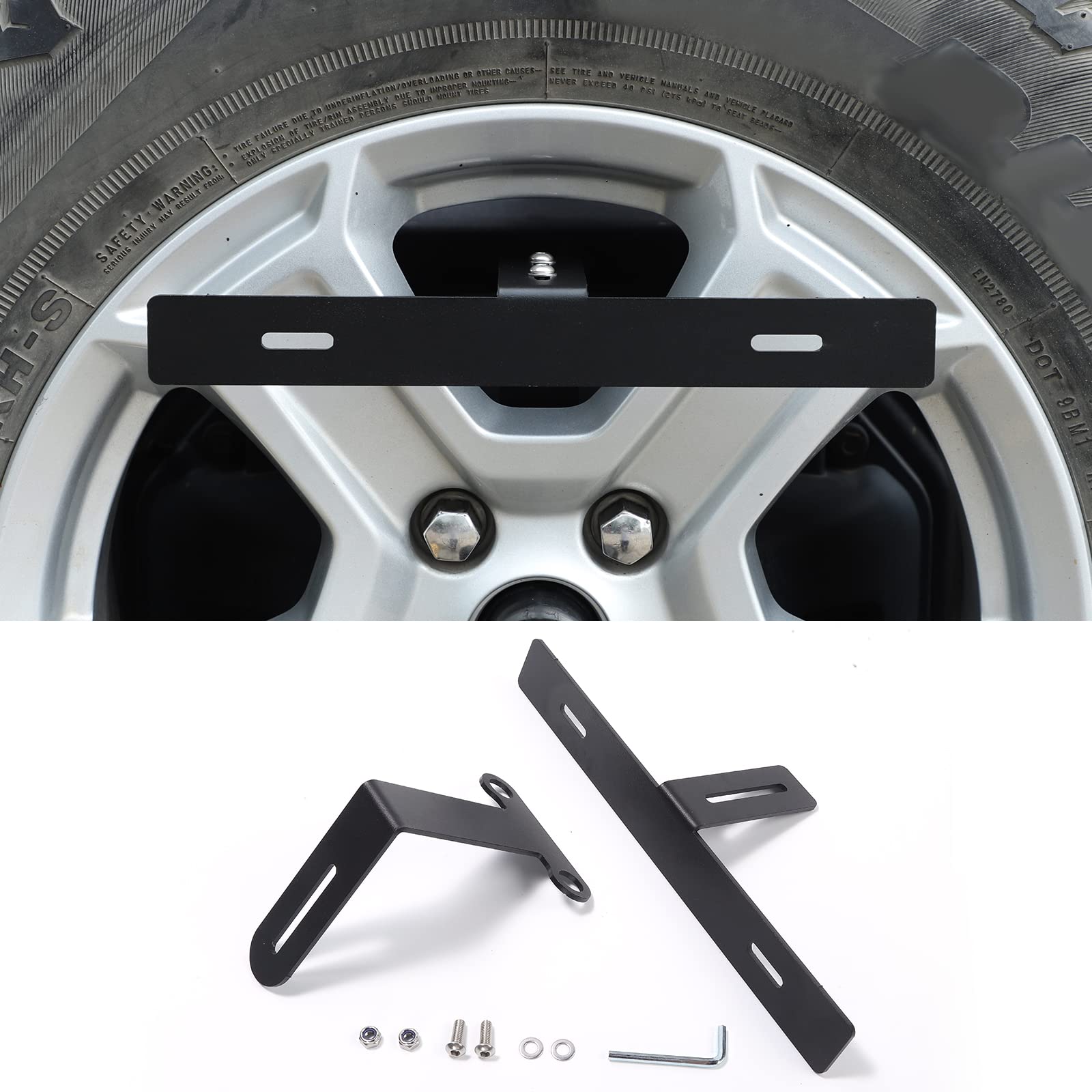 Hoolcar spare tire bracket rear view showing license plate relocation