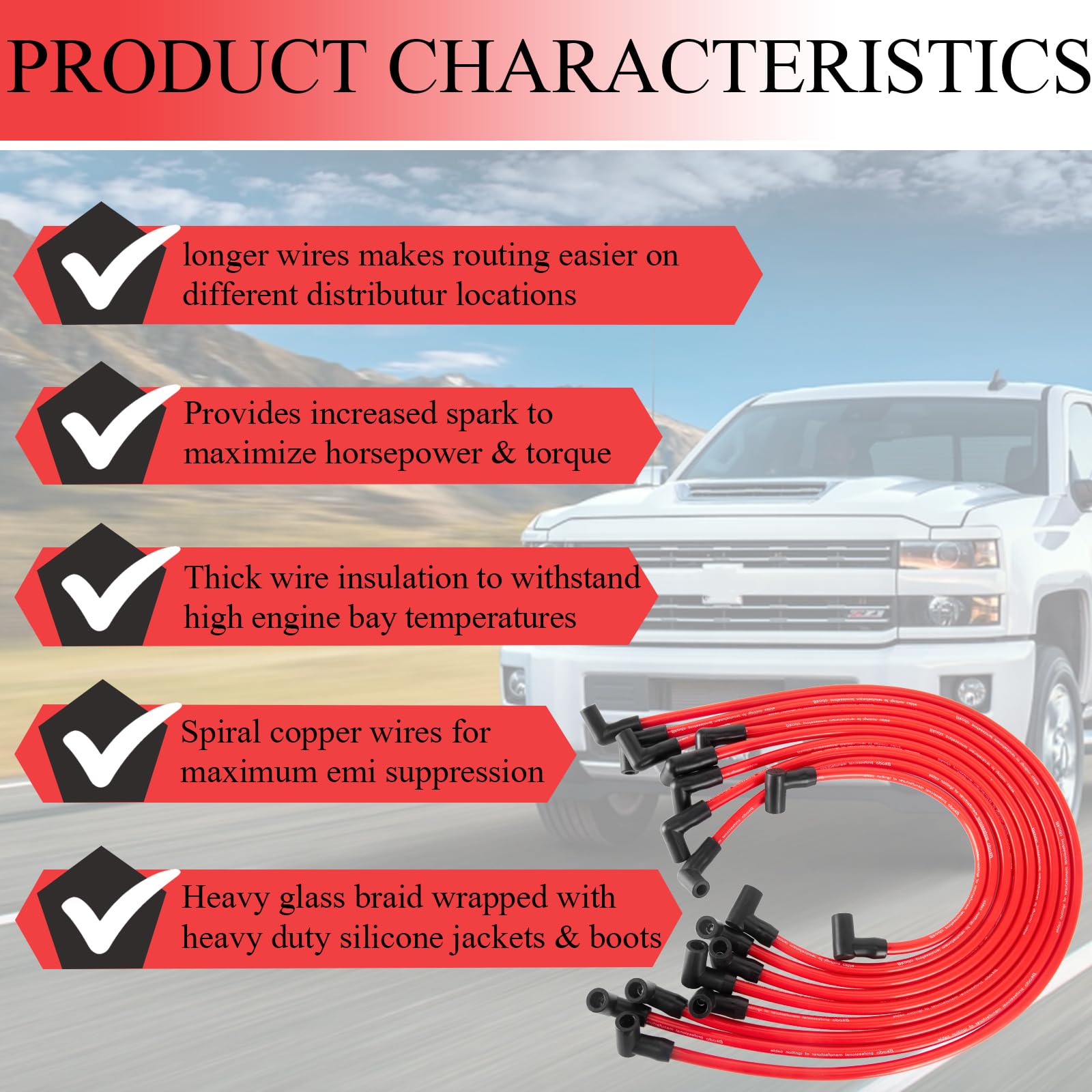 HOOTO heat resistant spark plug wires for demanding driving conditions.