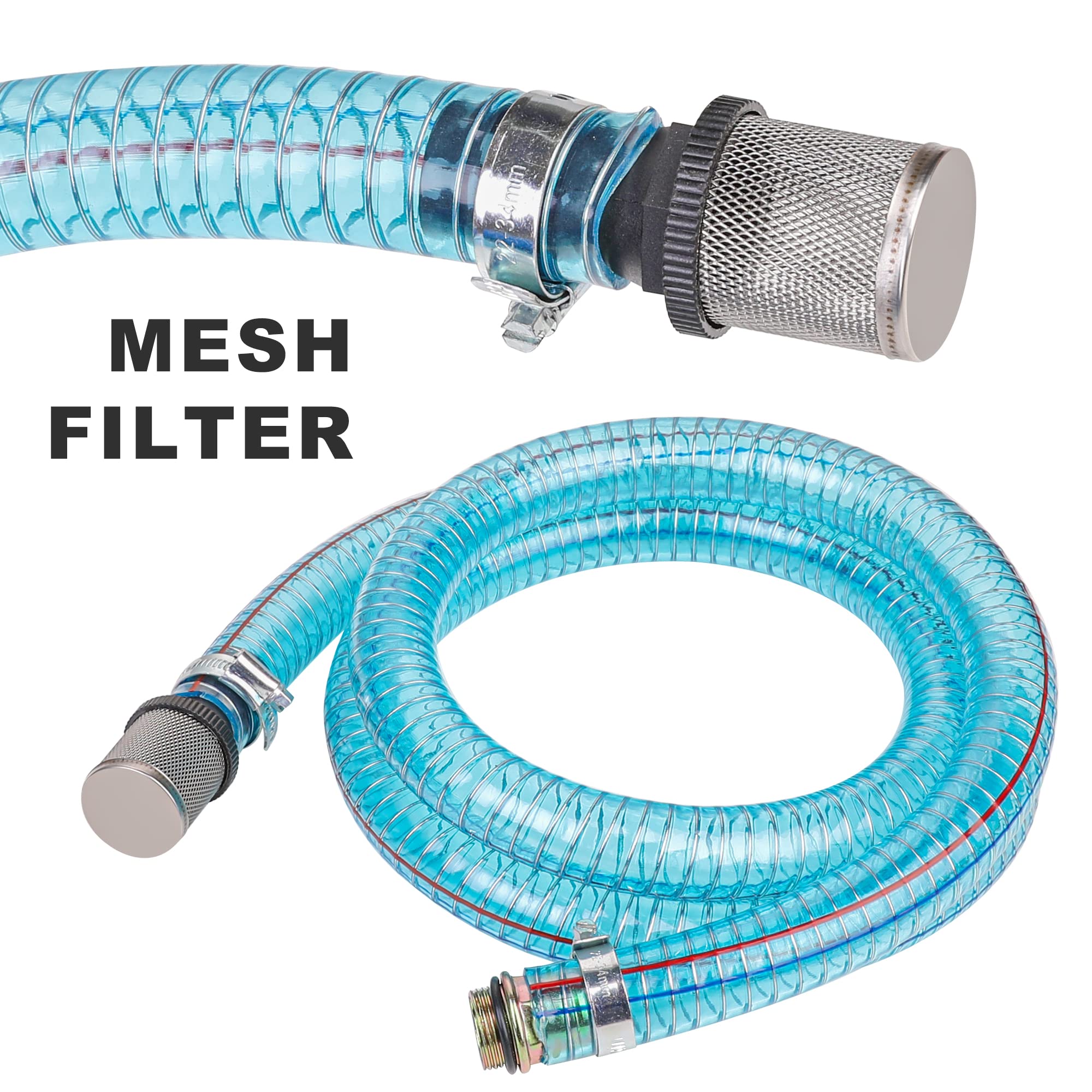 HOOTSUM debris-strainer end protects the pump during transfers