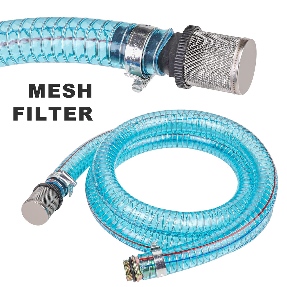 HOOTSUM debris-strainer end protects the pump during transfers