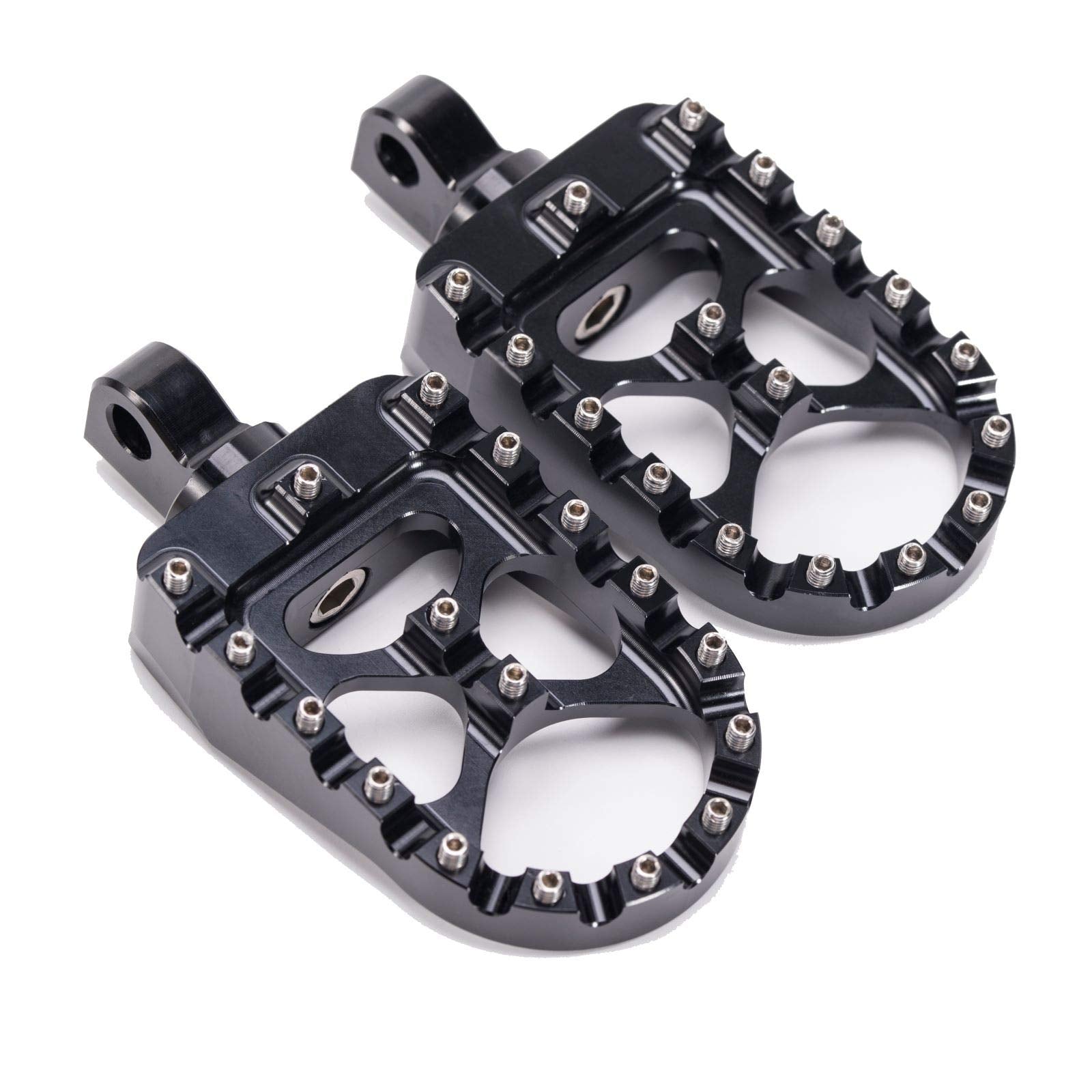 Hopider CNC wide foot pegs with 360° rotation for customizable riding angle.