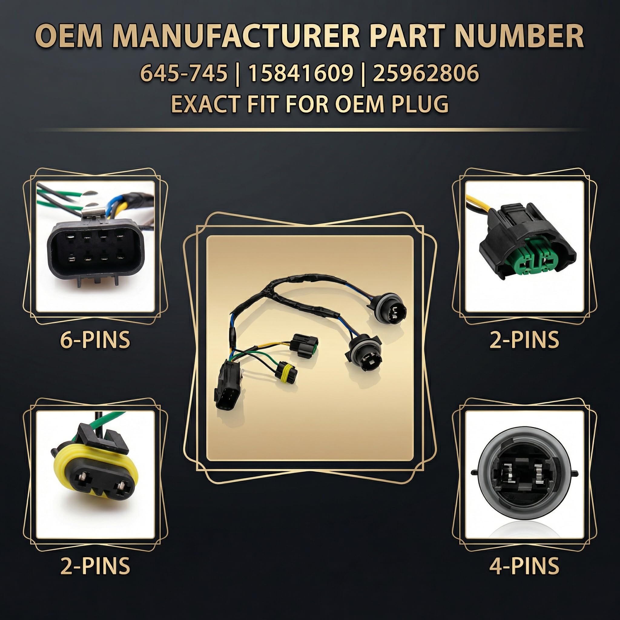 HOPUT OE-compatible harness image shows 645-745 compatibility for Silverado models
