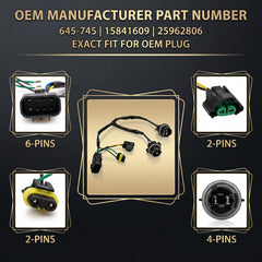 HOPUT OE-compatible harness image shows 645-745 compatibility for Silverado models