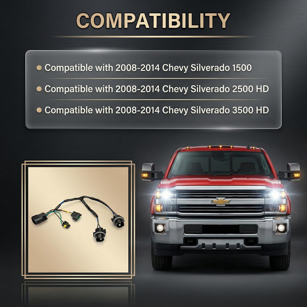 HOPUT installation-ready wiring harness for 2008-2014 Silverado front lights