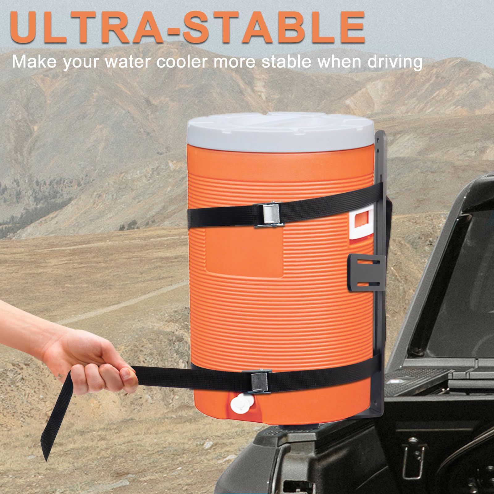 Hoqqf water cooler rack mounted on truck demonstrates space-saving outside mounting