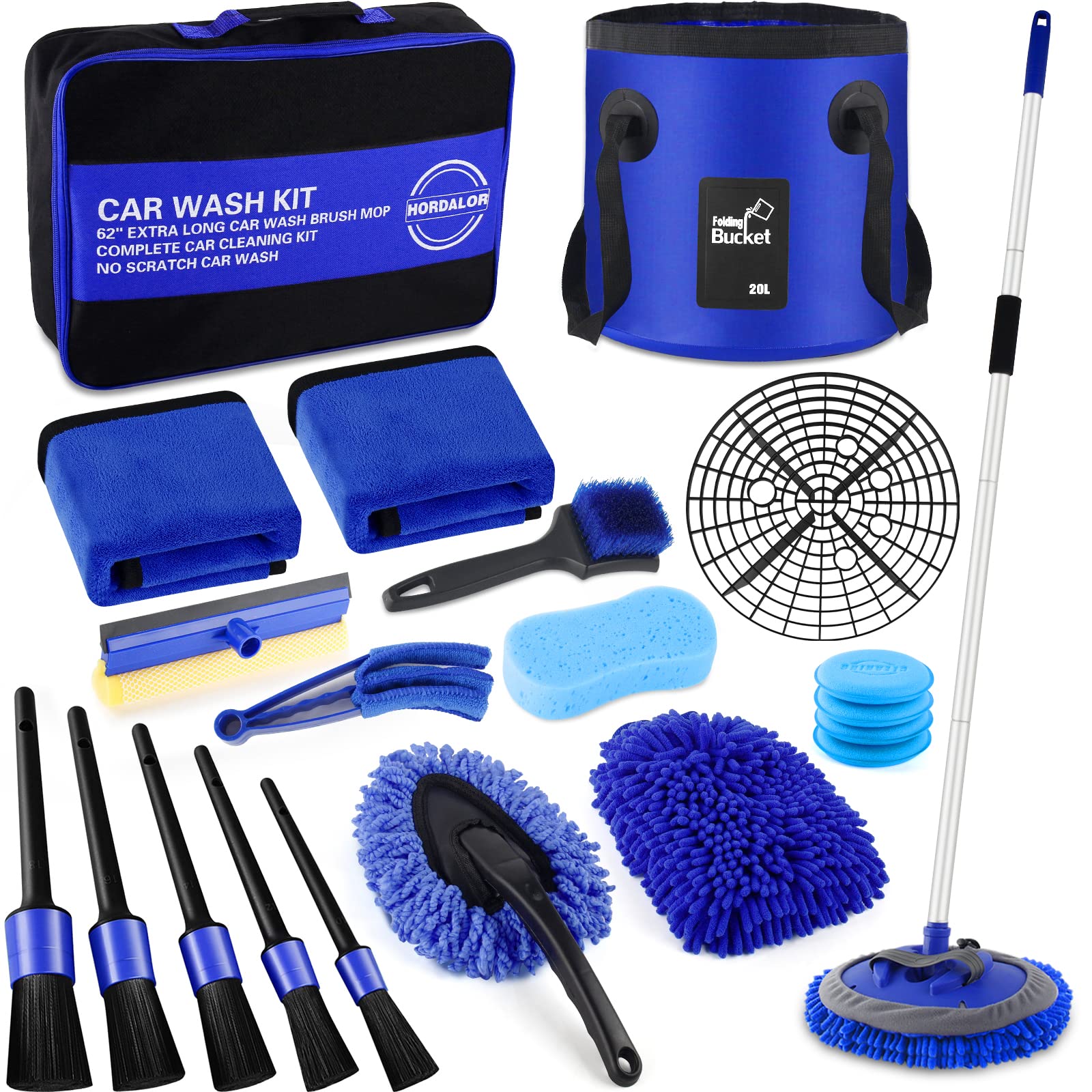 HORDALOR 62 inch car wash brush mop reaching roofs and panels