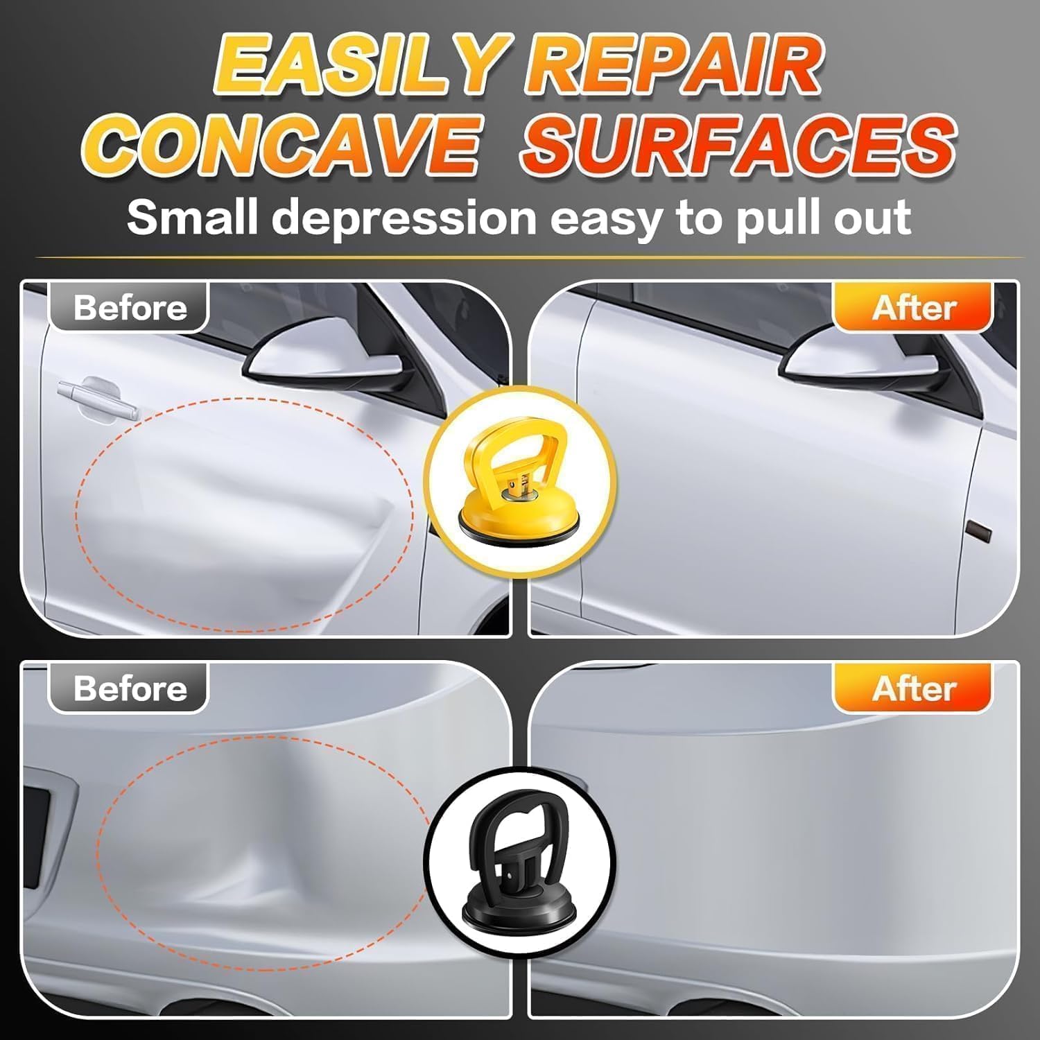 HORFUTY multi-purpose dent puller suits smooth surfaces like glass and tiles