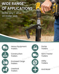 HORTHERO drill in action on trailer jack provides fast setup with a cordless drill