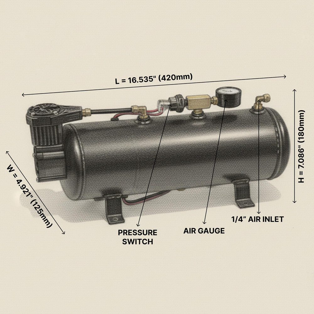 HornBlasters Flatlaw air source installation highlights easy mounting and reliable air supply