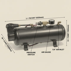HornBlasters Flatlaw air source installation highlights easy mounting and reliable air supply