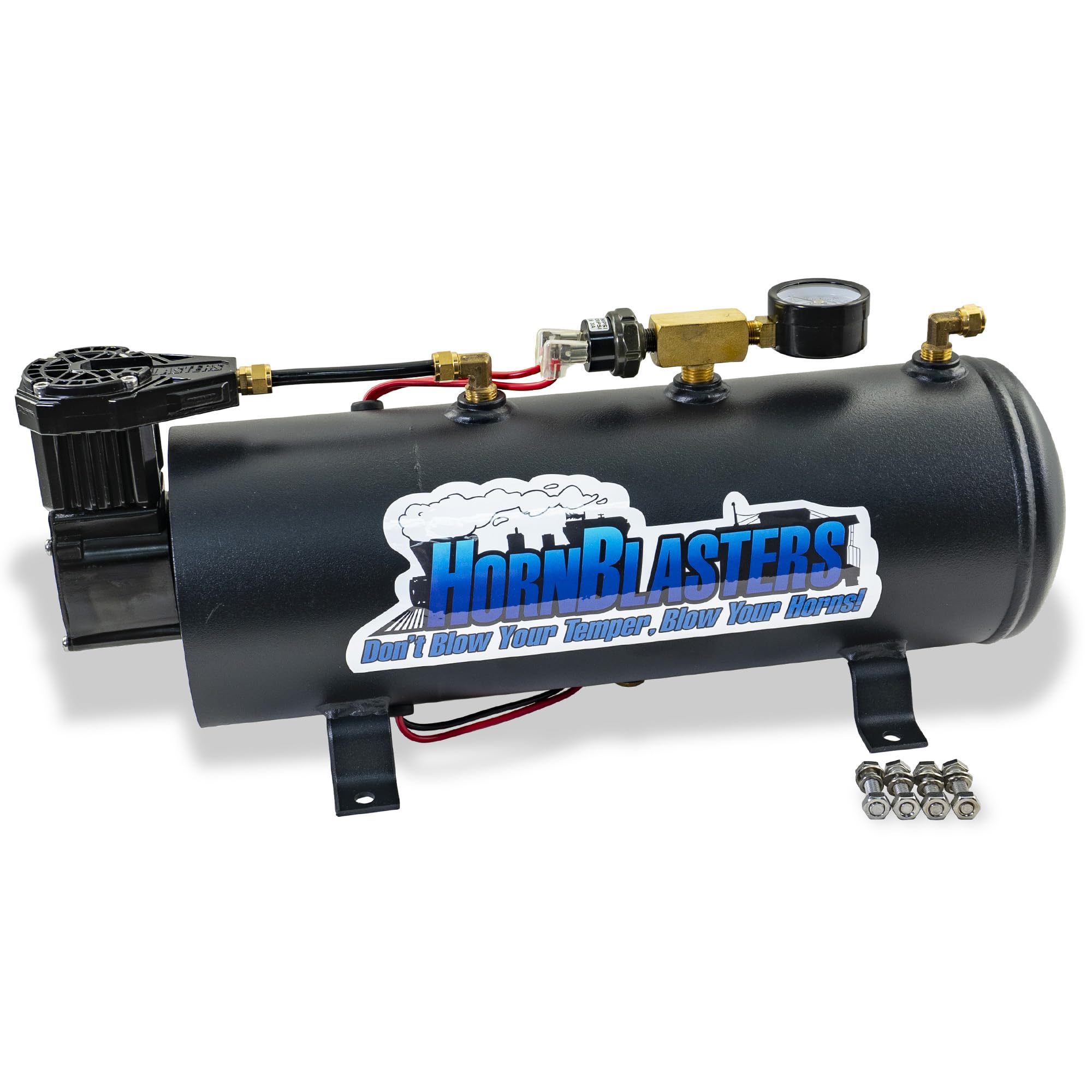 HornBlasters Flatlaw ready-to-use setup demonstrating space efficiency