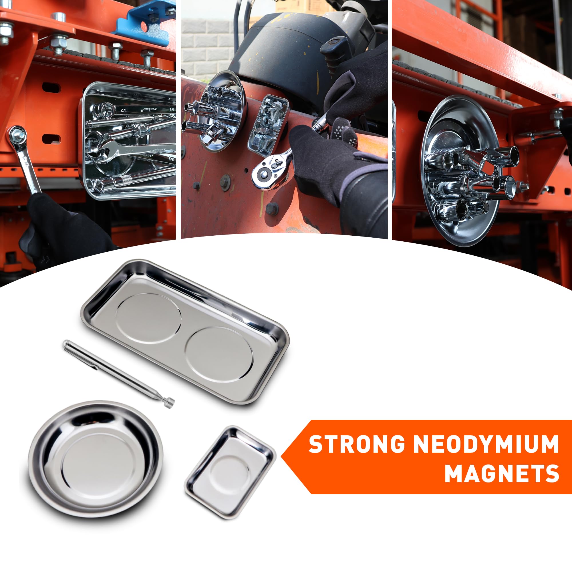 HORUSDY magnetic tray system for mechanics on vertical or upside-down surfaces