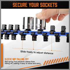 HORUSDY 1/2-inch sockets secured with spring-loaded clips
