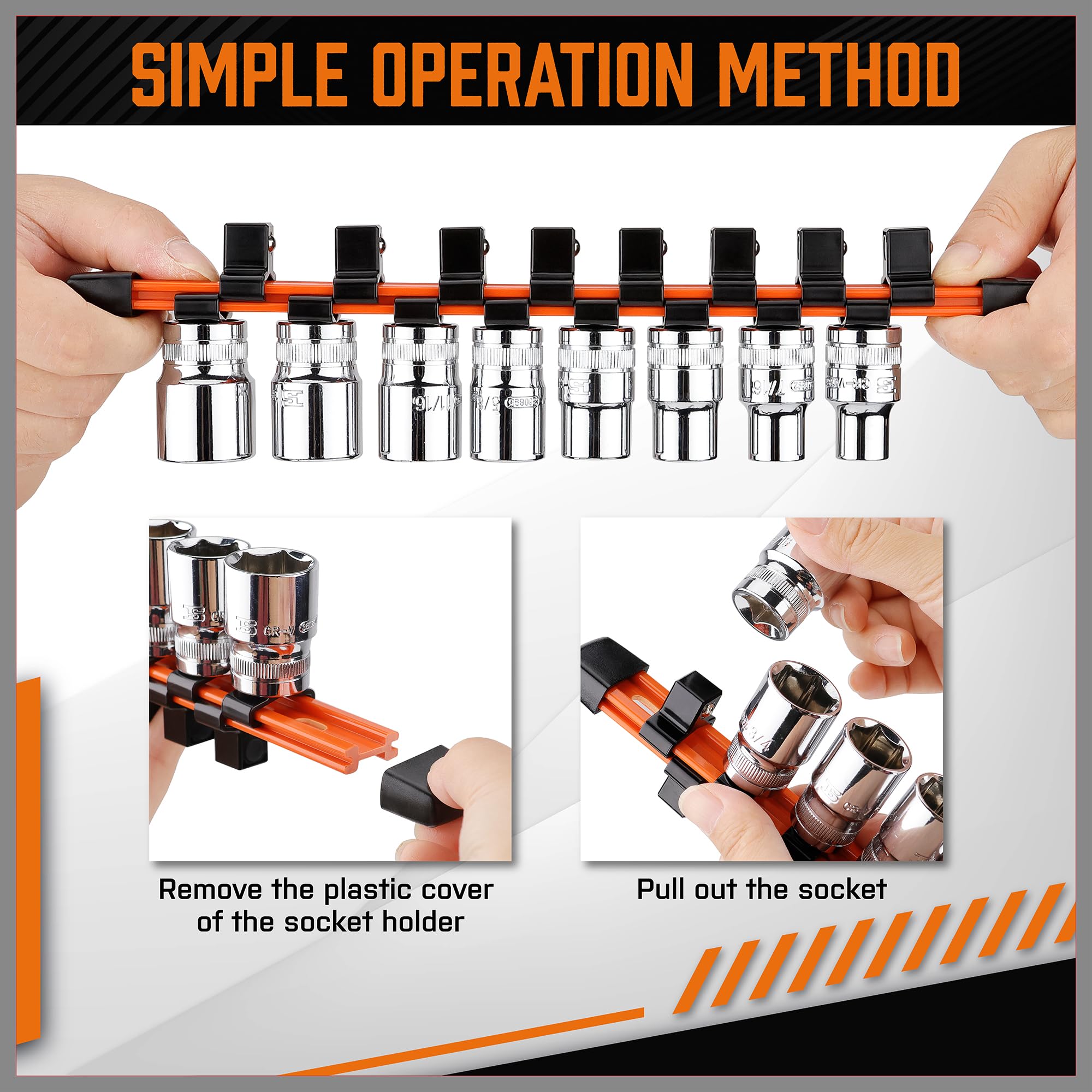 HORUSDY color-coded clips visualize socket sizes at a glance