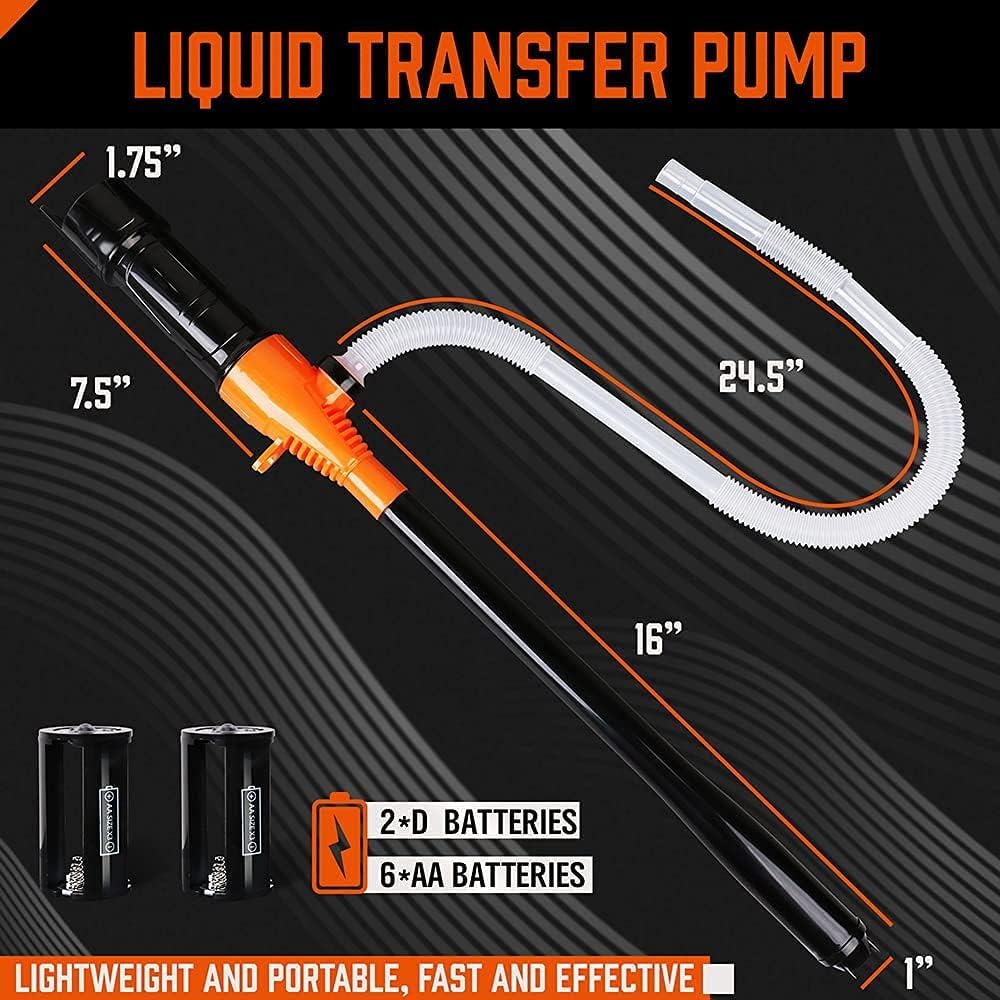 HORUSDY cordless pump powered by batteries for portable fueling.