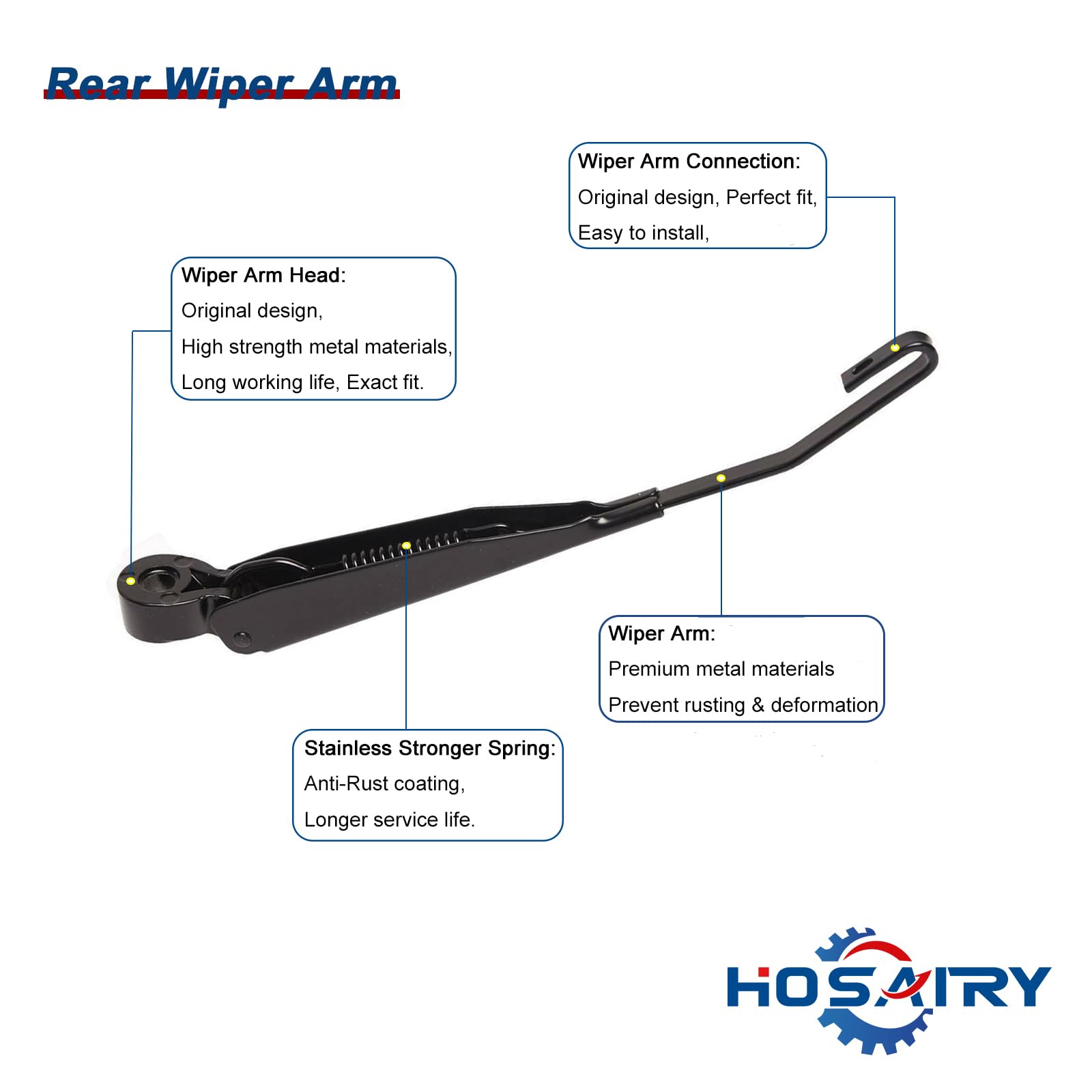Hosairy 16in rear wiper blade covers larger windows clearly