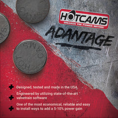 Hot Cams shim kit installed on a Honda CRF engine during valve maintenance.