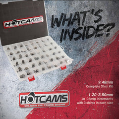 Hot Cams shim kit top displays size etched for fast selection