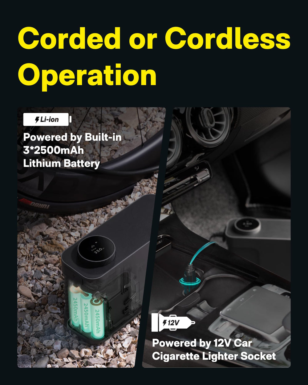 HOTO Air Pump Master 12V car connector enables continuous inflating on the go