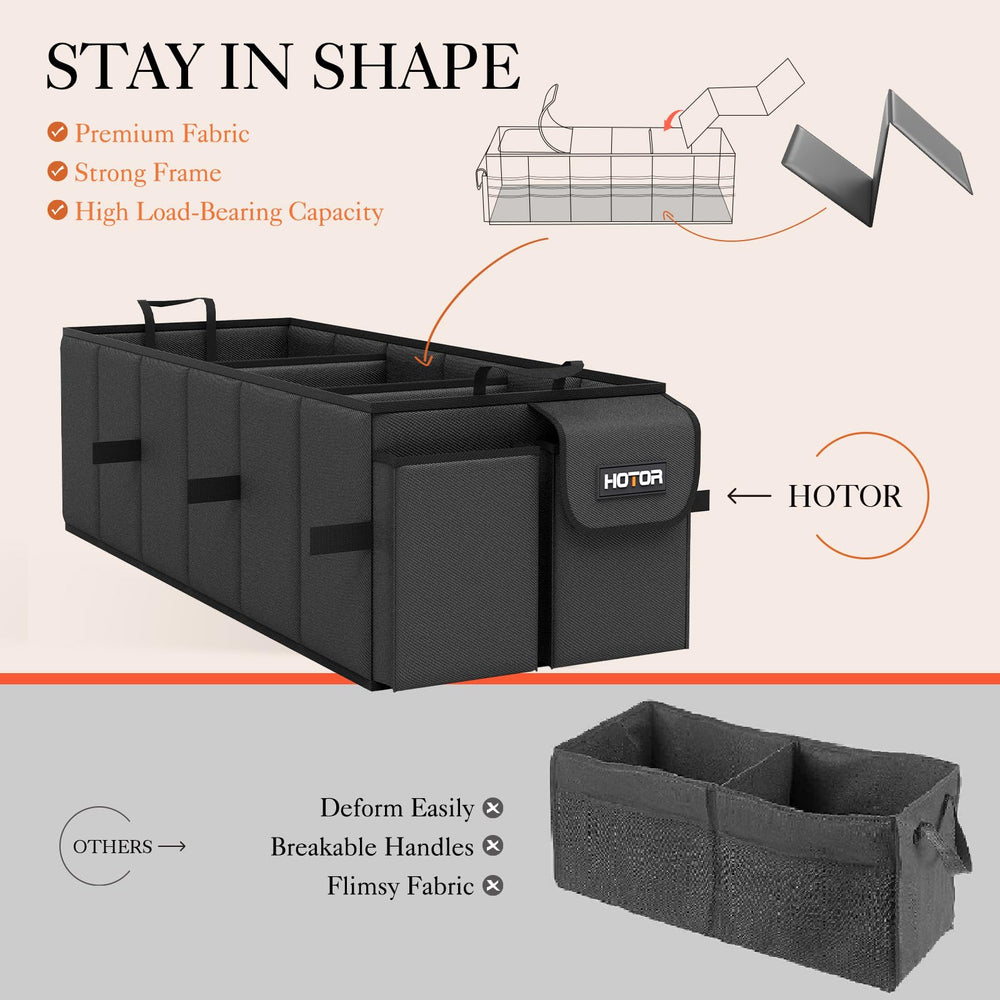 Adjustable size with Velcro on the HOTOR organizer fits multiple trunk setups.